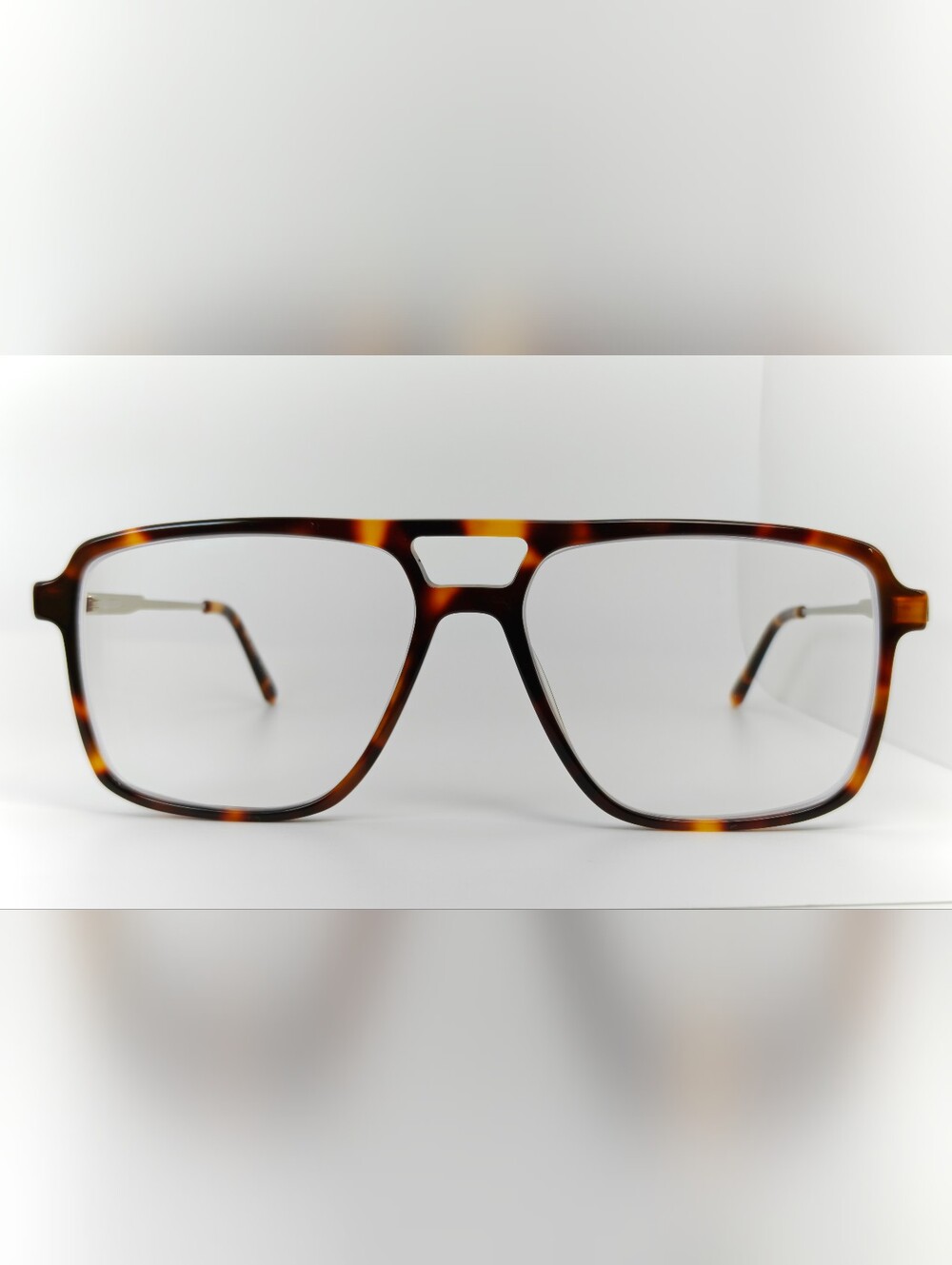 San Diego. Tortoiseshell Aviator Double Bar Eyeglass Frames. Silver Brown.